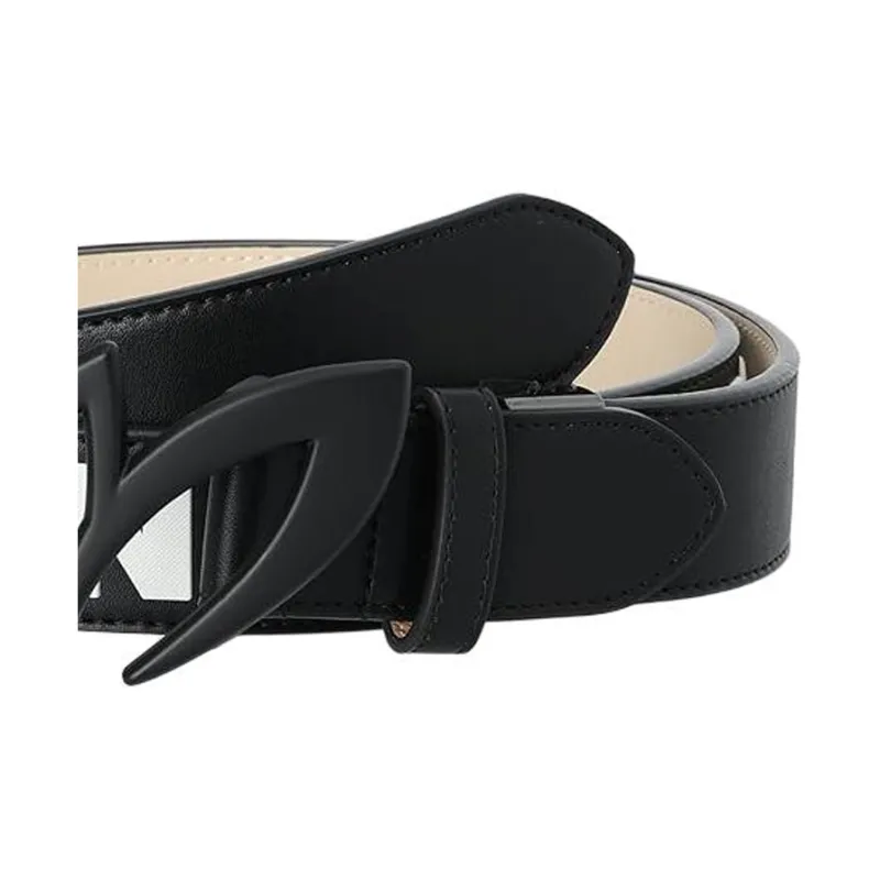 MASTER BUNNY EDITION Synthetic Leather Belts Unisex Black Width 3.5CM-1