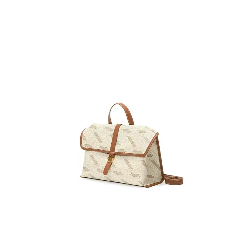 Songmont Fabric Small Crossbody Bag Handbag Trumpets Women's Morning White/Evening Brown-0