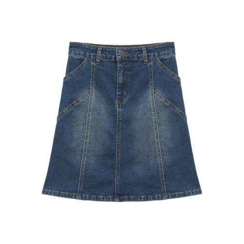 UNVESNO Denim Short Skirts Women's Dark Blue