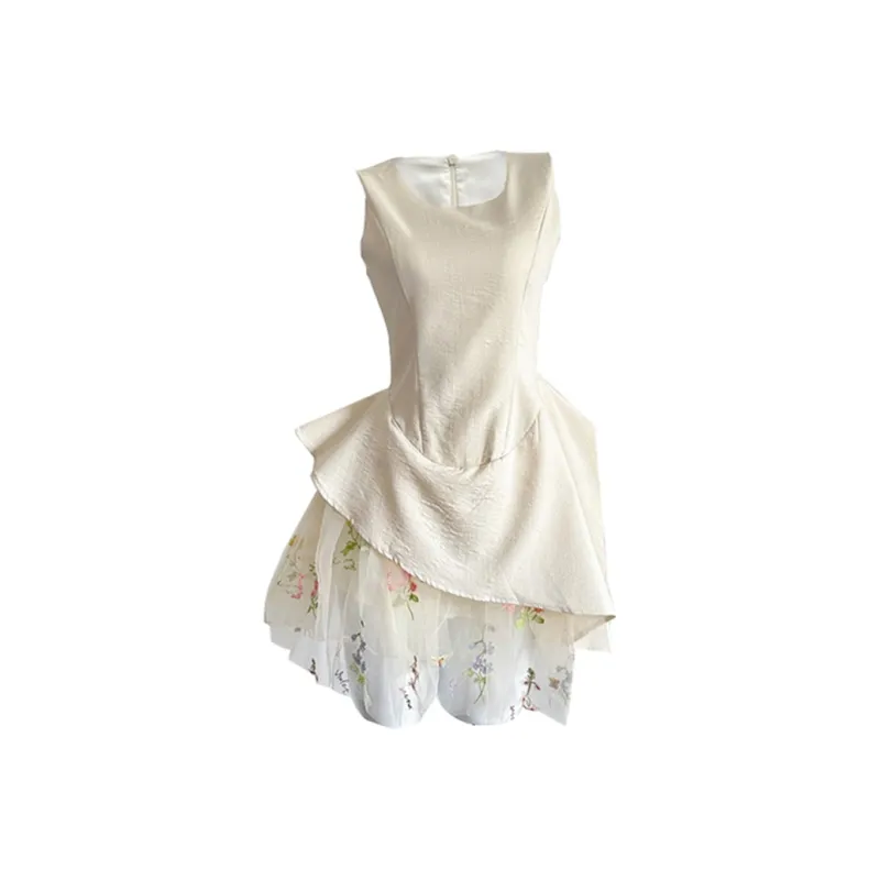 AFGGD Sleeveless Dresses Women's Apricot-0