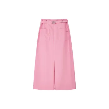Yu Qianwen Casual Long Skirts Women's Cherry Blossom Pink