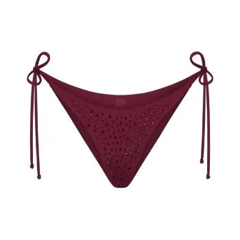 SKIMS RHINESTONE TIE BIKINI BOTTOMS Bikini Women's Wine/Burgundy