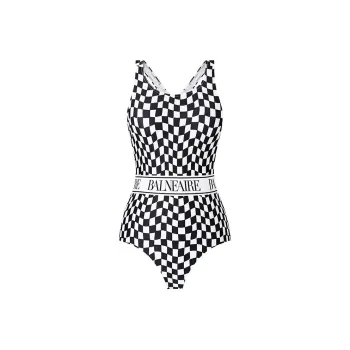 BALNEAIRE Fashion Tour Collection One Piece Swimsuits Women's Black White Checkerboard