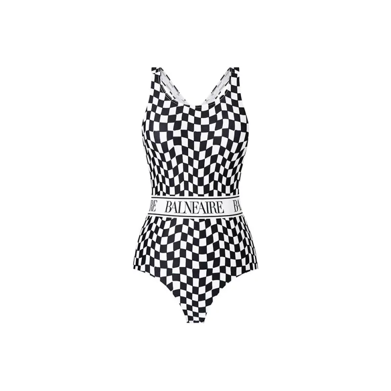 BALNEAIRE Fashion Tour Collection One Piece Swimsuits Women's Black White Checkerboard-0