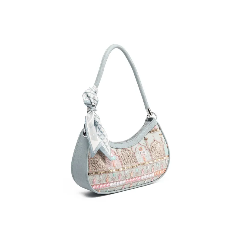 MISS GAIL Synthetic Leather Handbag, Shoulder Bag Women's Bohemian Blue-1