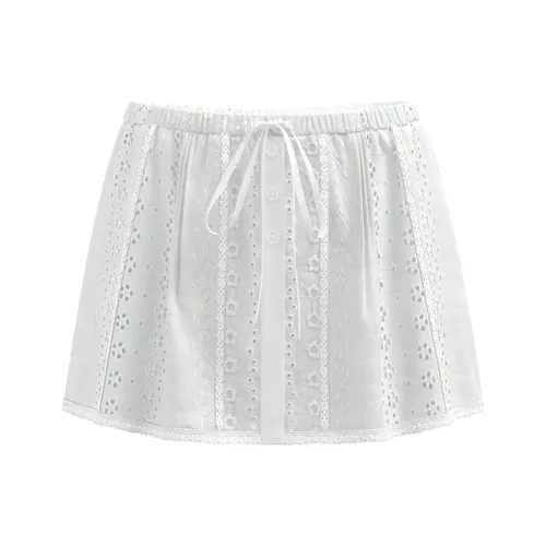 URBAN REVIVO Boho Style Casual Short Skirts Women's Raw White