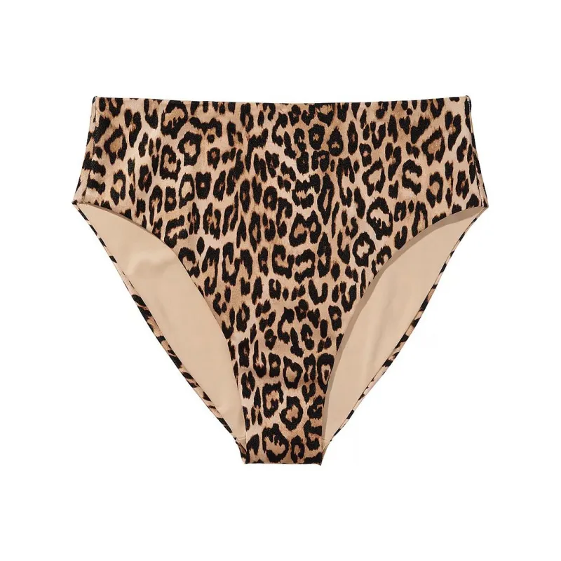 Victoria's Secret PINK Mix & Match High-Waist Full-Coverage Bikini Bottom / L Swimming Shorts Women's Leopard Print-0