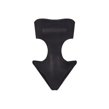 SKIMS LIQUID SHINE SWIM STRAPLESS CUT OUT MONOKINI One-piece Swimsuit Women's ONYX/Onyx