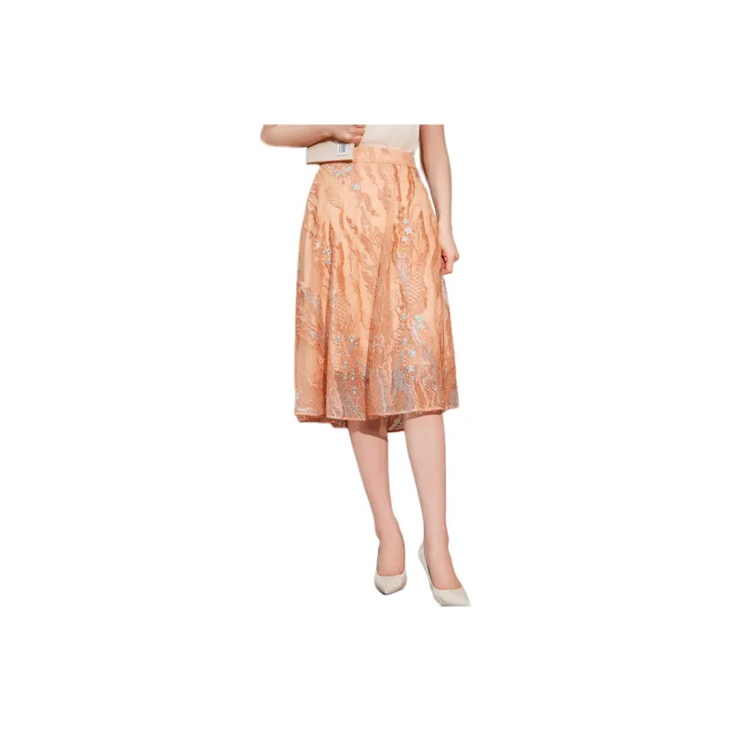 BBLLUUEE Casual Long Skirt Women's Rimu Orange-0