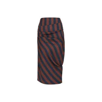 FENDI Striped Draped Midi Pencil Skirt