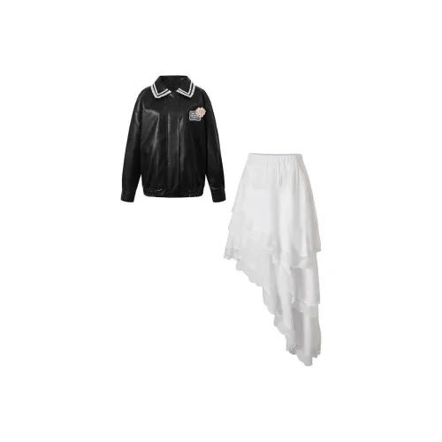 TB IN LOVE Two Piece Skirt Sets Women's Black+White
