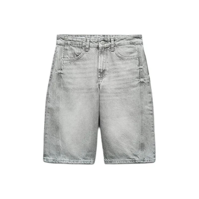 ZARA Denim Shorts Women's Pearl Gray-0