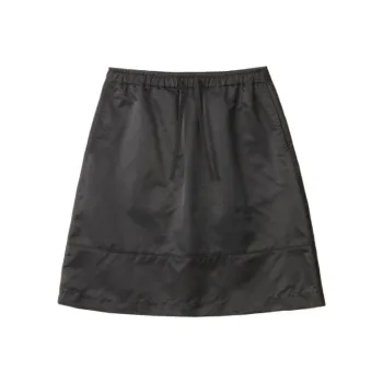 NOTHING WRITTEN Nylon Midi Skirt Casual Long Skirts Women's BLACK/Black