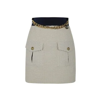 Elisabetta Franchi Pocket Detailed Tweed Mini Skirt