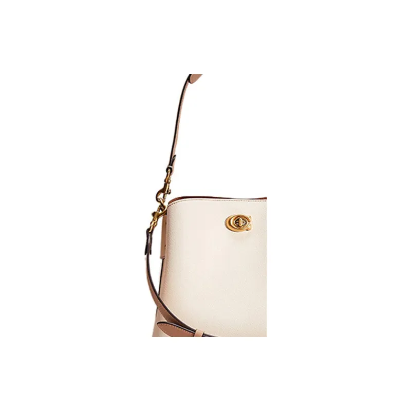 COACH Willow Pebbled Leather Bucket Bag, Handbag, Shoulder Bag, Crossbody Bag Medium Size Women's Chalk White-2