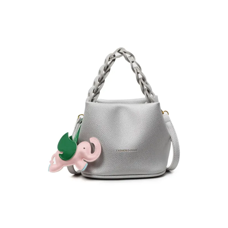 Paulinka PU Bucket Bag, One Shoulder Handbag Women's Ecru Black/Silver/Blue Pink-8