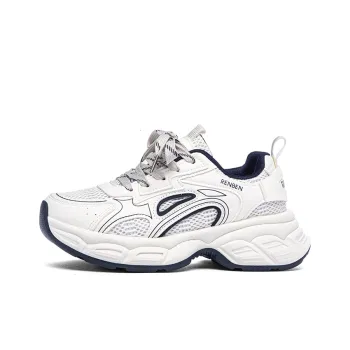 RENBEN Slip Resistant, Abrasion Resistant, Rebound Resistant Low Top Casual Shoes Women's White Blue