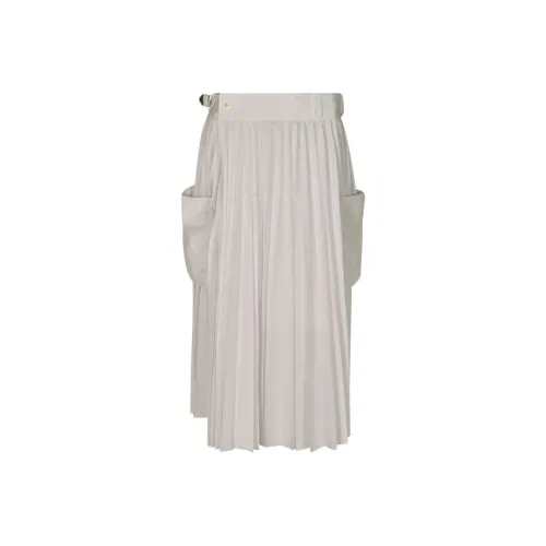 Sacai X Thomas Mason Pleated Midi Poplin Skirt