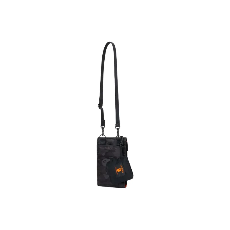A BATHING APE PORTER Collaboration Polyester Shoulder Bag, Crossbody Bag Unisex Black-3