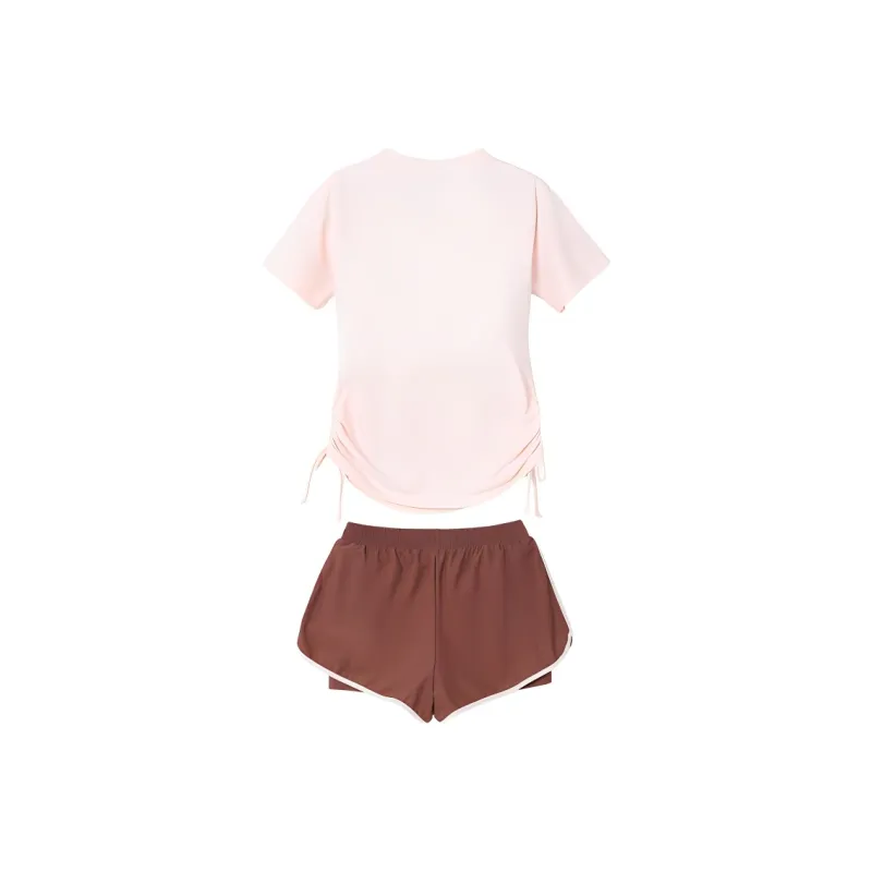 XTEP Two Piece Swimsuit Women's Light Apricot Pink-1