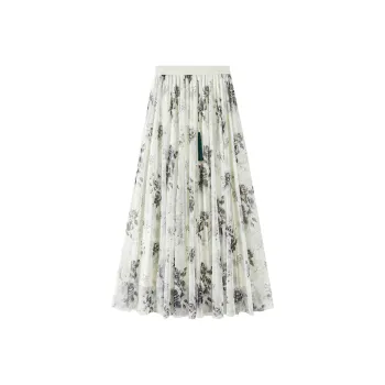 TOUCH Casual Long Skirt Women's Black Floral