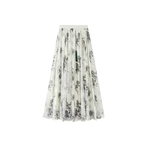 TOUCH Casual Long Skirt Women's Black Floral