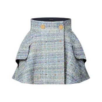 LOUIS VUITTON Tweed Mini Wrap Skirt