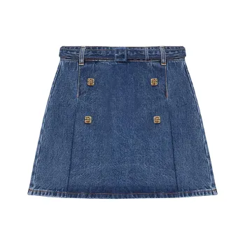 Self portrait Denim Short Skirts Women's Denim Blue