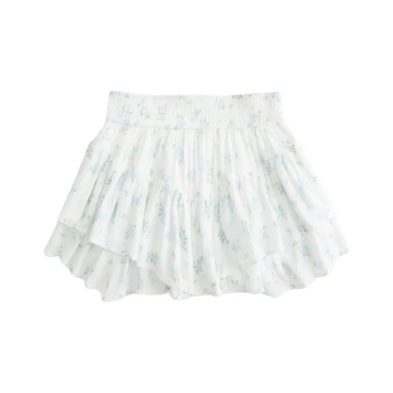 Hollister Casual Short Skirts Women's White All Over Print-0