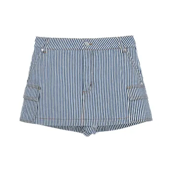 IMMI SS24 Summer Denim Shorts Women's Blue Stripes Pattern