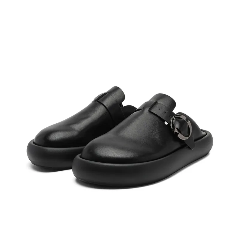 Mo Xu Stitching Odor Resistant Closed Toe Slippers Unisex Black-2