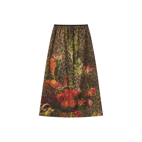 WULISHAONIAN Casual Short Skirts Unisex Coffee Leopard Print