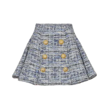 BALMAIN Button Detailed Tweed Skirt
