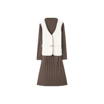 IHIMI Skirt Set Women's Beige+Coffee