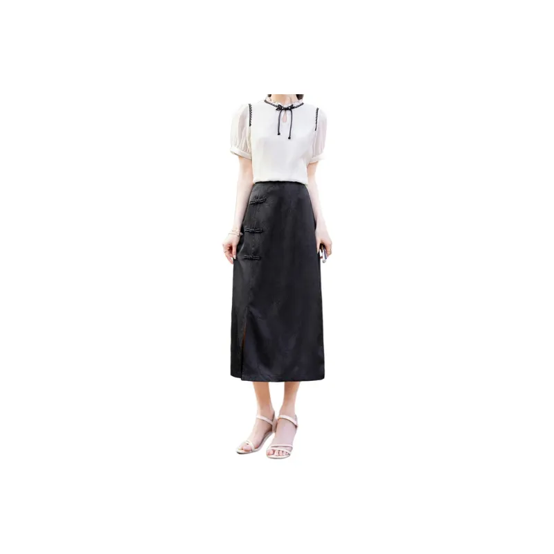 Like The Age Of Water Casual Long Skirt Women's Black-0