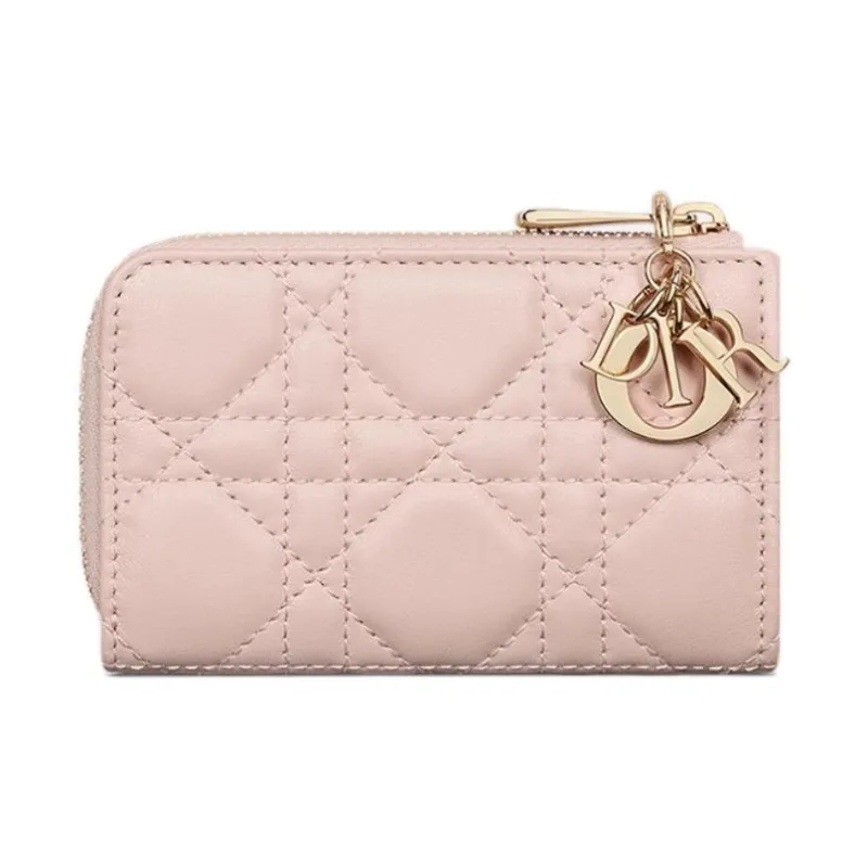 DIOR Lady Dior Lambskin Key Pouch Women's Pink-2