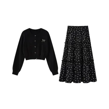 XUANSHU Skirt Set Women's Black