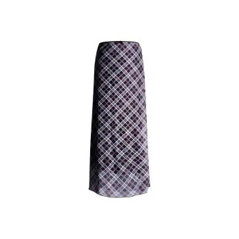 Kazakhstan Casual Long Skirts Women's Blue And Green Plaid
