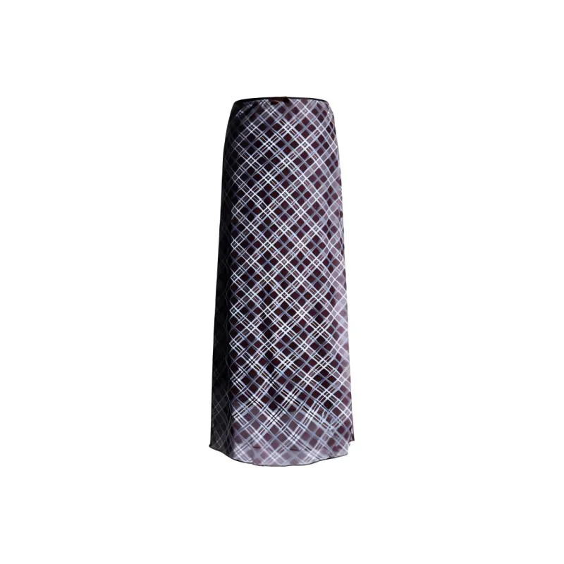 Kazakhstan Casual Long Skirts Women's Blue And Green Plaid-0