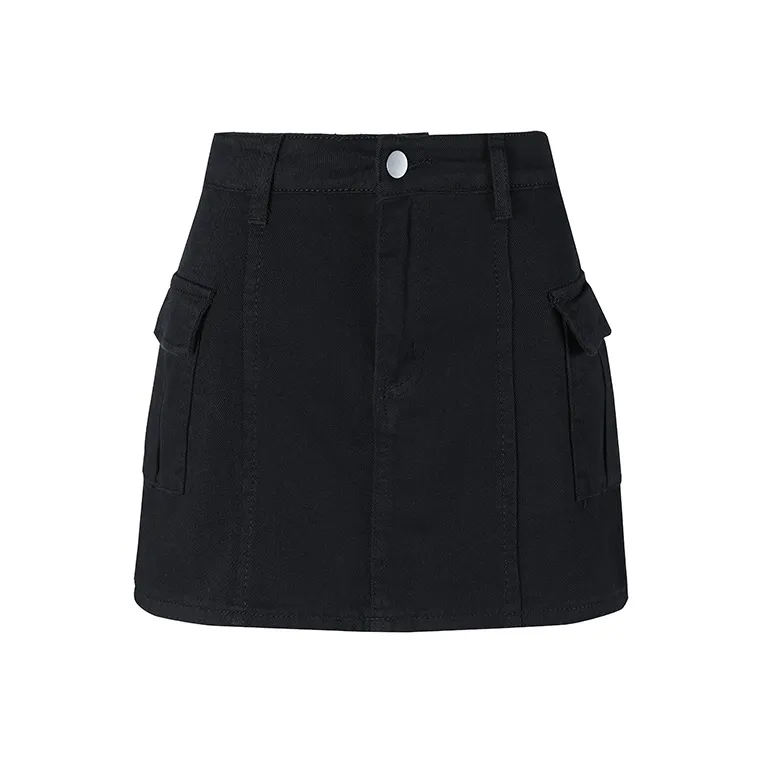 Wen Shan Denim Short Skirts Women's Black-0