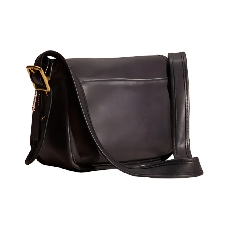 COACH Legacy Glove Tanning Handbag, Saddle Bag, Portable Crossbody Bag, Shoulder Bag Large Size Women's Black-1