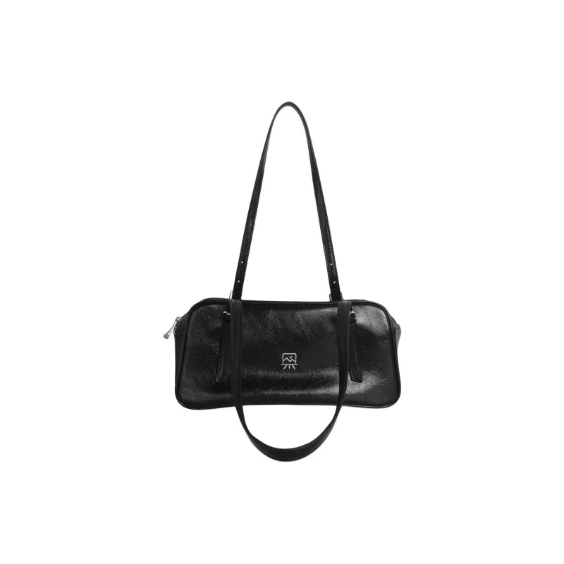 Kikawa Card Synthetic Leather Shoulder Bag Women's Black/Burgundy-2