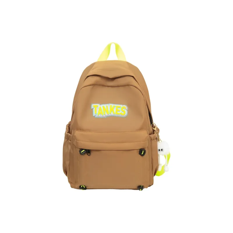 AIBAG Nylon Backpack Unisex Black/Yellow/Khaki/Light Blue-12
