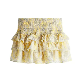 H&M Casual Short Skirts Women's Light Yellow/Paisley Pattern
