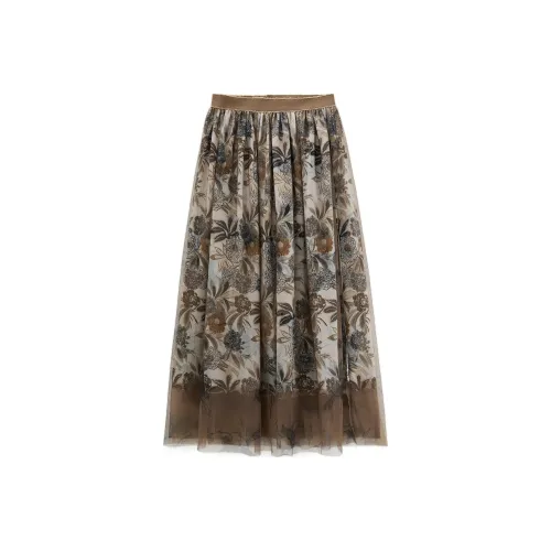 Insect SS24 Casual Long Skirts Women's Ink Rhythm Brocade