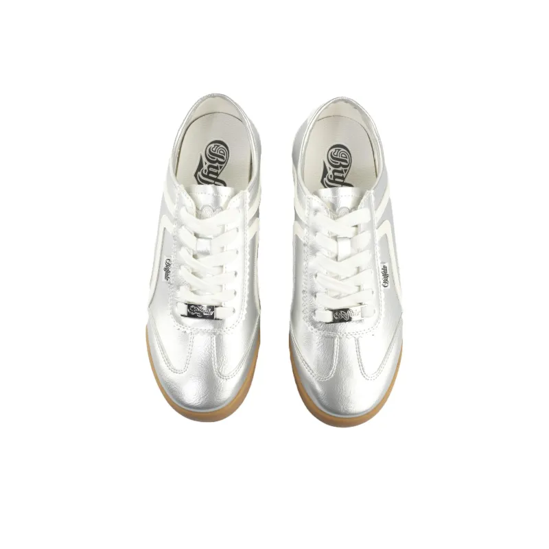 Buffalo Low Top Skateboard Shoes Unisex Silver White-2