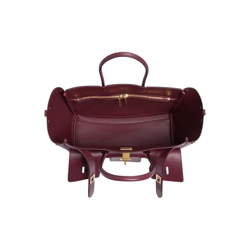Balenciaga Bel Air Calfskin Tote Bag, Shopping Bag, Shoulder Bag, Crossbody Bag, Handbag Trumpets Women's Dark Burgundy-4