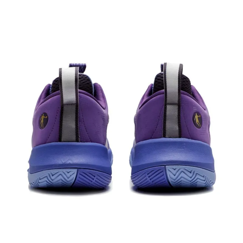 QIAODAN Anti Slip Wear Resistant Low Top Basketball Shoes Men's Purple-4