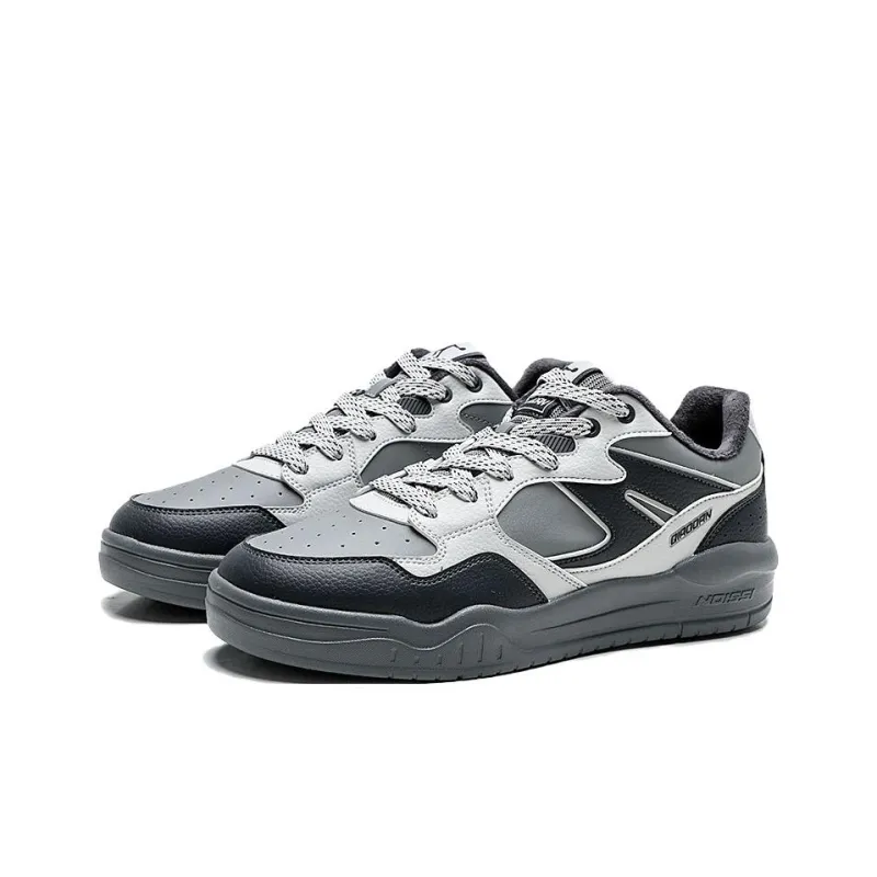 QIAODAN Anti Slip Wear Resistant Low Top Skateboard Shoes Men's Gray-2