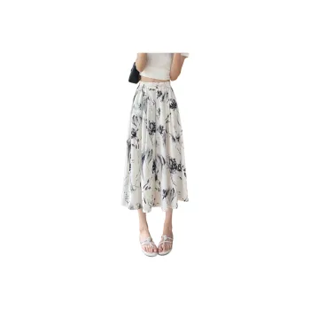 SITOL Casual Short Skirts Women's Black With White Floral